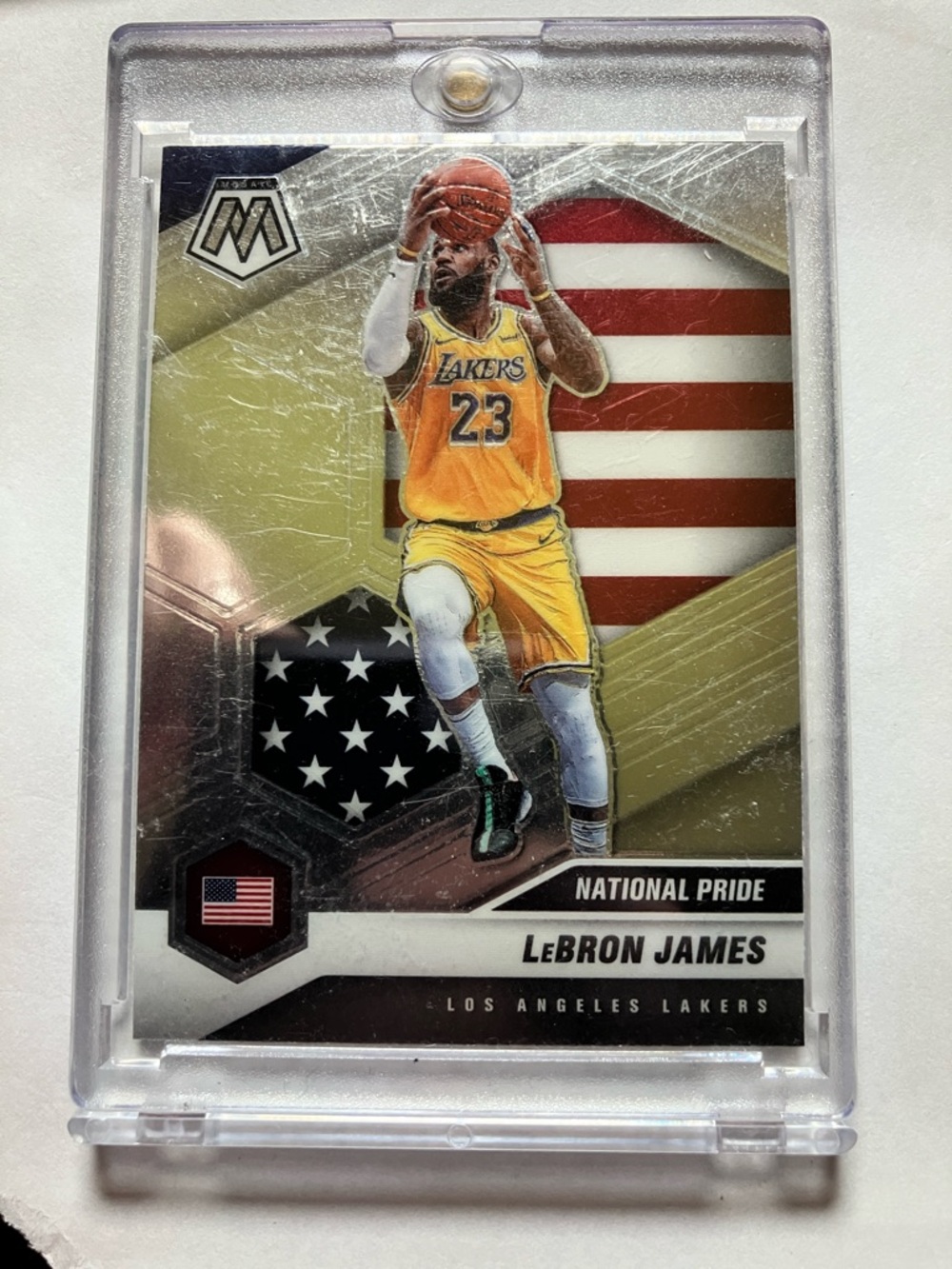 2020-21 Panini Mosaic LeBron James National Pride Lakers Basketball Card NM+